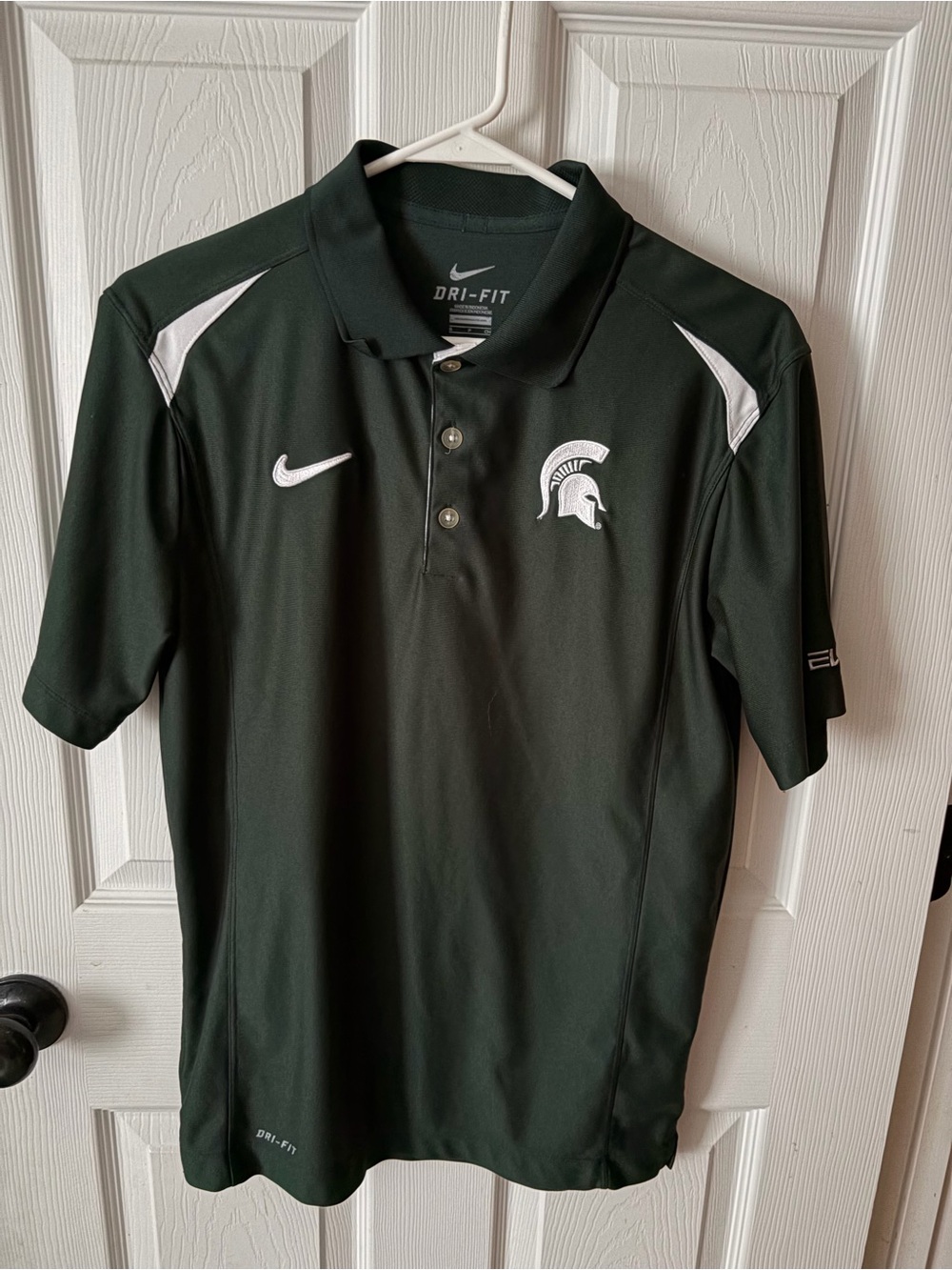 Nike Dri-Fit Elite Michigan Spartans Polo Shirt Men's Size S Green/White